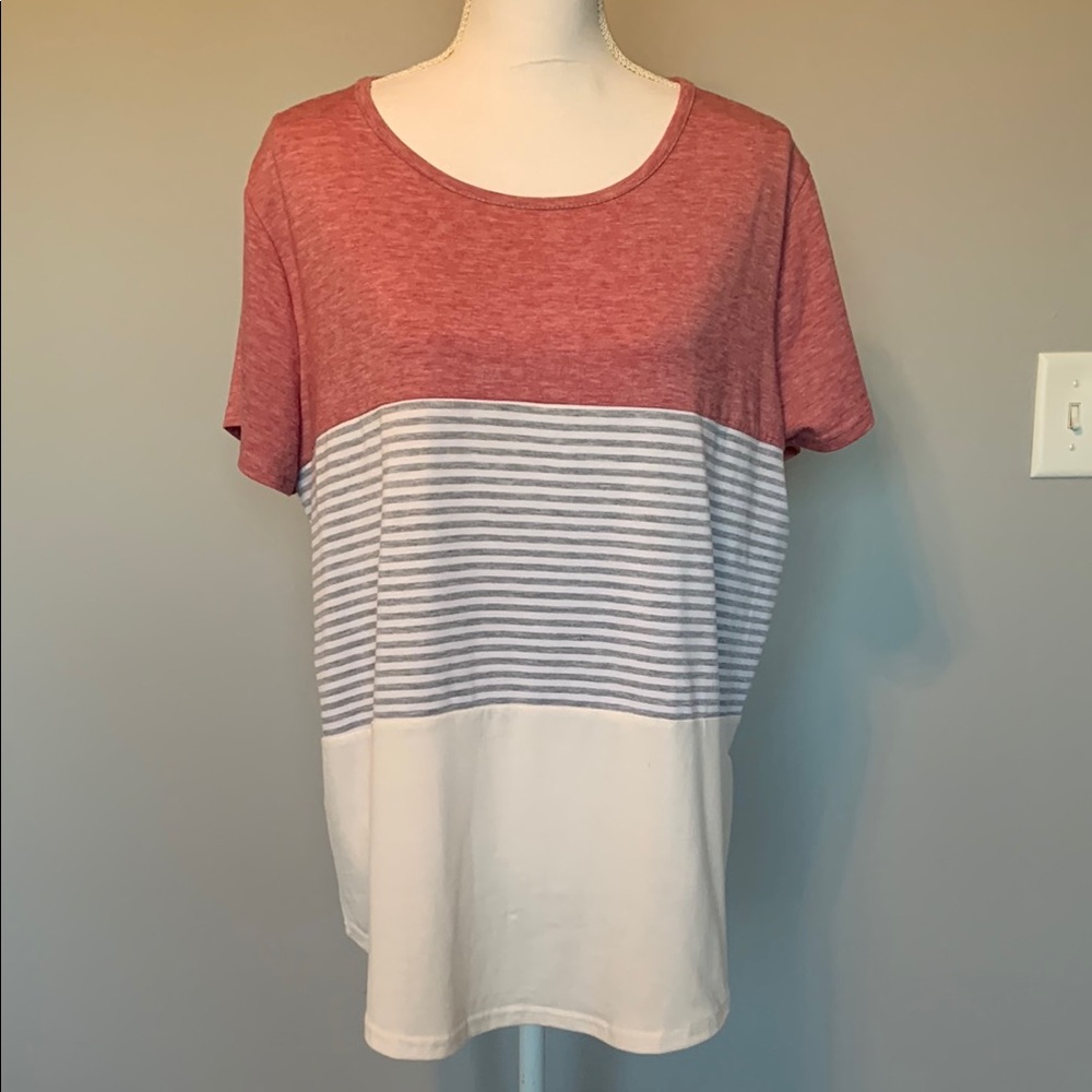 Casual Striped Colorblock Women's Top size 2-XL